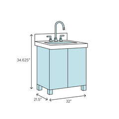 Single Bathroom Vanity, 32 Inch Marble Top with Porcelain Sink, Driftwood Base