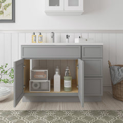 Single Bathroom Vanity Base, Freestanding, 45 In., Gray