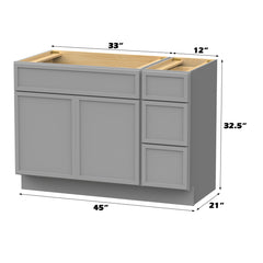 Single Bathroom Vanity Base, Freestanding, 45 In., Gray