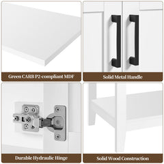 Single Bathroom Vanity with Ceramic Sink, 24 Inch Wide, White