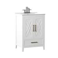 Single Bathroom Vanity with Integrated Sink, 23.88 in W, White