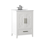 Single Bathroom Vanity with Integrated Sink, 23.88 in W, White