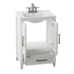 Single Bathroom Vanity with Integrated Sink, 23.88 in W, White
