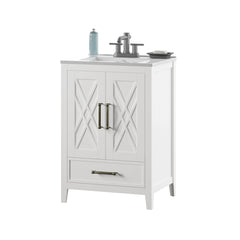Single Bathroom Vanity with Integrated Sink, 23.88 in W, White