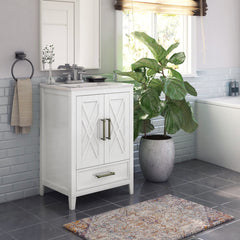 Single Bathroom Vanity with Integrated Sink, 23.88 in W, White
