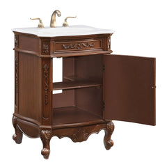 Single Bathroom Vanity with Undermount Sink, Brown Base and Ivory White Top