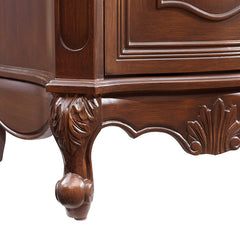 Single Bathroom Vanity with Undermount Sink, Brown Base and Ivory White Top