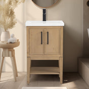 Single Bathroom Vanity with White Ceramic Sink and Fir Essence Base