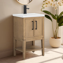 Single Bathroom Vanity with White Ceramic Sink and Fir Essence Base