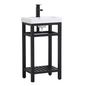 Single Bathroom Vanity with White Resin Top and Black Metal Base