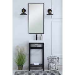 Single Bathroom Vanity with White Resin Top and Black Metal Base