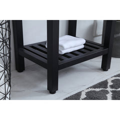 Single Bathroom Vanity with White Resin Top and Black Metal Base