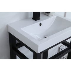 Single Bathroom Vanity with White Resin Top and Black Metal Base