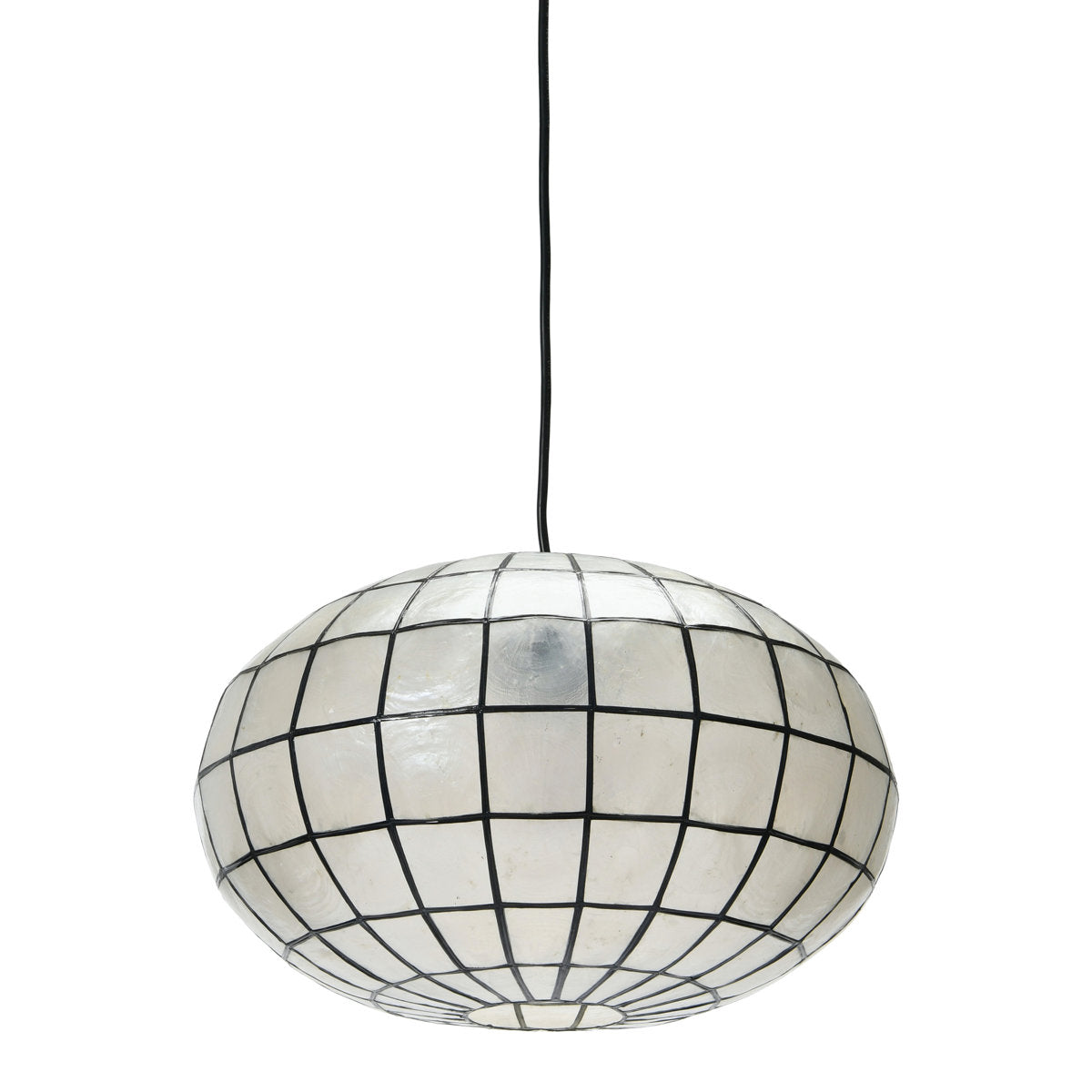 Single Globe Pendant Light with Metal Fixture and Shell Shade