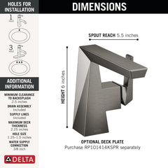 Single Handle Bathroom Faucet, Brass, Lumicoat Black Stainless