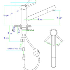 Single Handle Kitchen Faucet, Pull Out Spray, Deck Mount, Brushed Stainless Steel