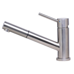 Single Handle Kitchen Faucet, Pull Out Spray, Deck Mount, Brushed Stainless Steel