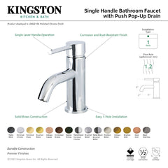 Single-Hole Bathroom Faucet, Concord, One-Handle with Pop-Up Drain in Brushed Gold