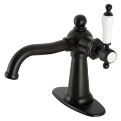Single-Hole Bathroom Faucet, Nautical, One-Handle with Push Pop-Up Drain in Matte Black