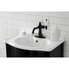 Single-Hole Bathroom Faucet, Nautical, One-Handle with Push Pop-Up Drain in Matte Black