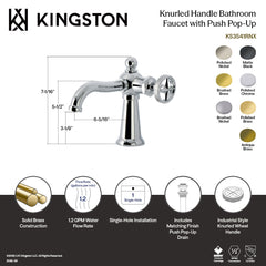 Single-Hole Bathroom Faucet, Ostro, with Push Pop-Up Drain in Brushed Nickel