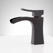 Single Hole Bathroom Faucet, Vilamonte, Waterfall with Pop-Up Drain in Matte Black