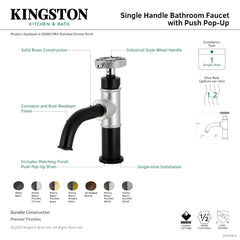 Single-Hole Bathroom Faucet, Webb, One-Handle with Push Pop-Up in Matte Black