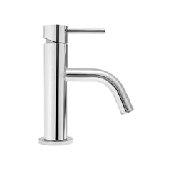 Single-Hole Lavatory Faucet with Pop-Up Drain in Polished Stainless Steel