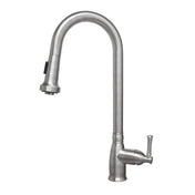 Single Hole Pull-Down Faucet with Gooseneck Swivel Spout in Brushed Stainless Steel