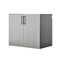 Single Storage Cabinet with Adjustable Shelves in Gray Manufactured Wood and Metal