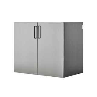 Single Storage Cabinet with Adjustable Shelves in Gray Manufactured Wood and Metal