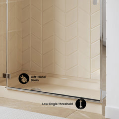 Single Threshold Shower Base, Voltaire, 60 x 32 in Biscuit