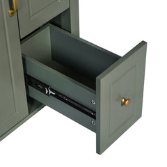 Single Vanity, 24 in W, Green Base with White Top and Gold Hardware