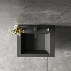 Single Vanity, 24 Inch Wall Mounted, Gray Base with Matte Black Top