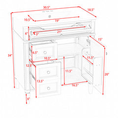 Single Vanity with Drop-In Ceramic Sink in White with Silver Hardware