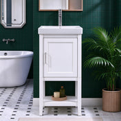 Single Vanity with Integrated Ceramic Sink in White