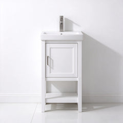 Single Vanity with Integrated Ceramic Sink in White