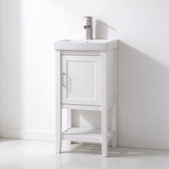 Single Vanity with Integrated Ceramic Sink in White