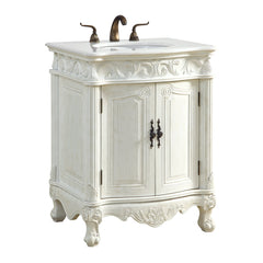 Single Vanity with Undermount Sink in Antique White with Ivory White Engineered Marble Top