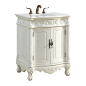 Single Vanity with Undermount Sink in Antique White with Ivory White Engineered Marble Top