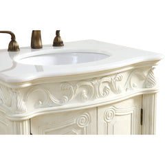 Single Vanity with Undermount Sink in Antique White with Ivory White Engineered Marble Top