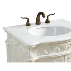 Single Vanity with Undermount Sink in Antique White with Ivory White Engineered Marble Top