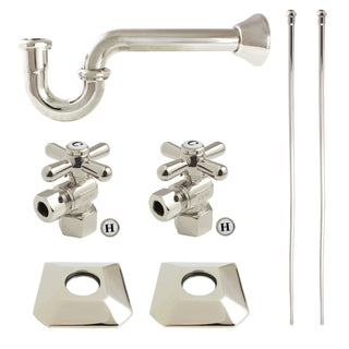 Sink Trim Kit, Trapeze, with P-Trap and Angle Stops in Polished Nickel