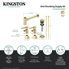 Sink Trim Kit, Trimscape, Bottle Trap with Overflow Drain in Polished Brass
