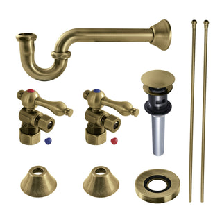 Sink Trim Kit, Trimscape, with P-Trap and Overflow Drain in Antique Brass