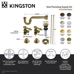 Sink Trim Kit, Trimscape, with P-Trap and Overflow Drain in Antique Brass
