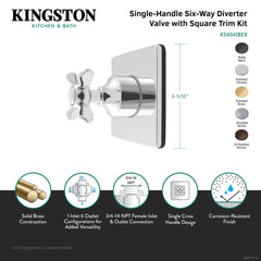 Six-Way Diverter Valve and Trim Kit, Essex, Single Handle in Polished Chrome