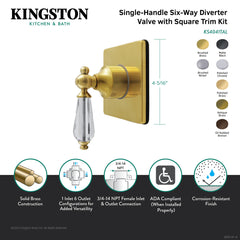 Six-Way Diverter Valve with Square Trim Kit, Willshire, Single Handle in Brushed Nickel