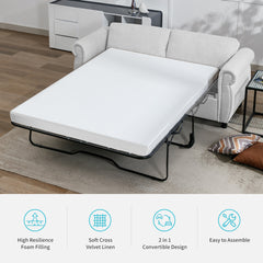 Sleeper Loveseat, Full Size Pull-Out Sofa Bed, Nailhead Trim