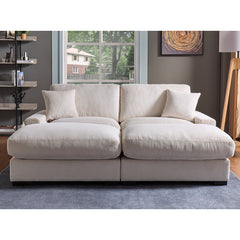 Sleeper Sectional Sofa Bed, U-Shaped, Reversible, Beige Fabric, Black Legs